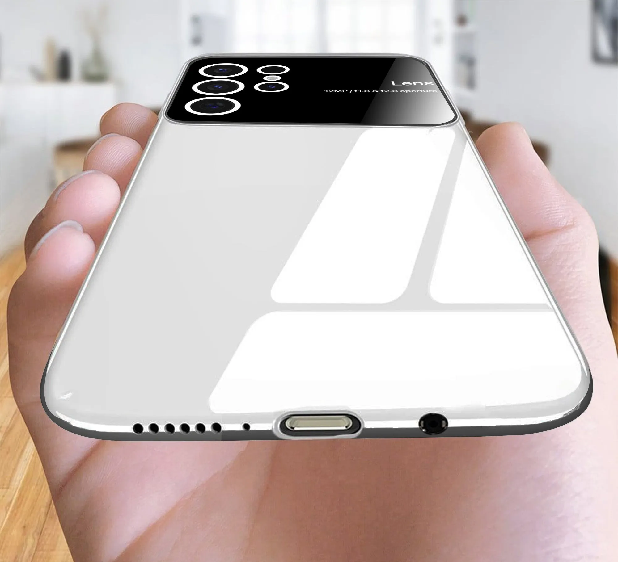 Vaku® Samsung Galaxy S23 Ultra Polarized Large Window Glass Camera Protector Dual Layer Shockproof Back Cover