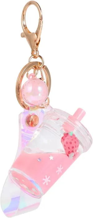 VALICLUD Lovely Fruit Liquid Quicksand Keychain Acrylic Keyring Bag Ornament