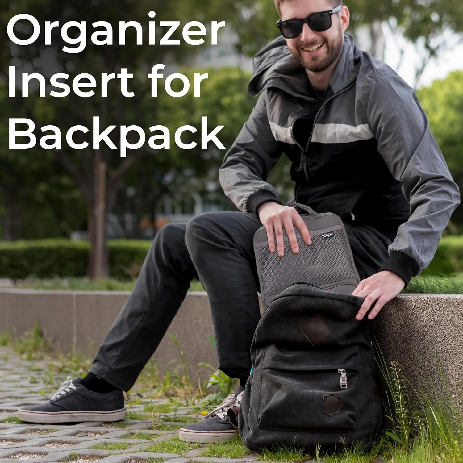 Vertical Backpack Organizer Insert for Tote Bag, Carry On, Picnic, Camping – Foldable Insulated Waterproof Pouch Divider with Pockets & Handles, Travel Accessories for Women & Men