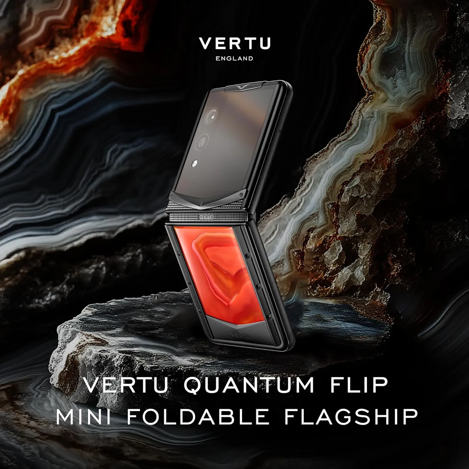 VERTU Quantum Flip Agate | Foldable 5G Smartphone with Quantum Encryption, Snapdragon 8 Gen4, 12GB RAM, 512GB, 50MP AI Camera, 65W Charging（Celestial Dark Agate）