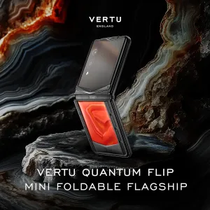 VERTU Quantum Flip Agate | Foldable 5G Smartphone with Quantum Encryption, Snapdragon 8 Gen4, 12GB RAM, 512GB, 50MP AI Camera, 65W Charging（Celestial Dark Agate）