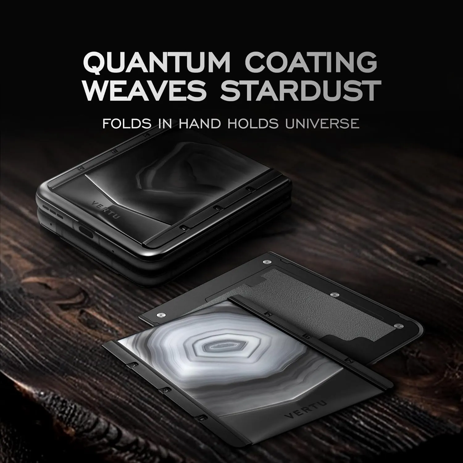VERTU Quantum Flip Agate | Foldable 5G Smartphone with Quantum Encryption, Snapdragon 8 Gen4, 12GB RAM, 512GB, 50MP AI Camera, 65W Charging（Celestial Dark Agate）