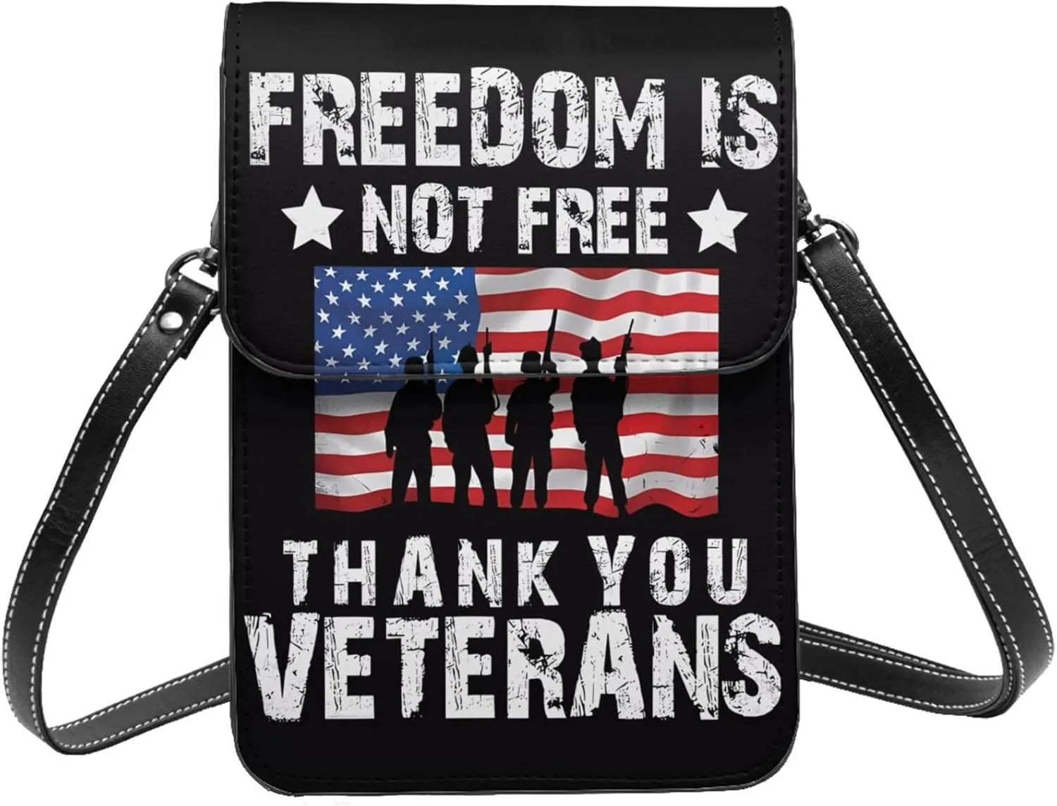 Veterans Day and Eagle USA Flag Cell Phone Purse Small Crossbody Bag For Women Men Wallet Purse With Adjustable Strap
