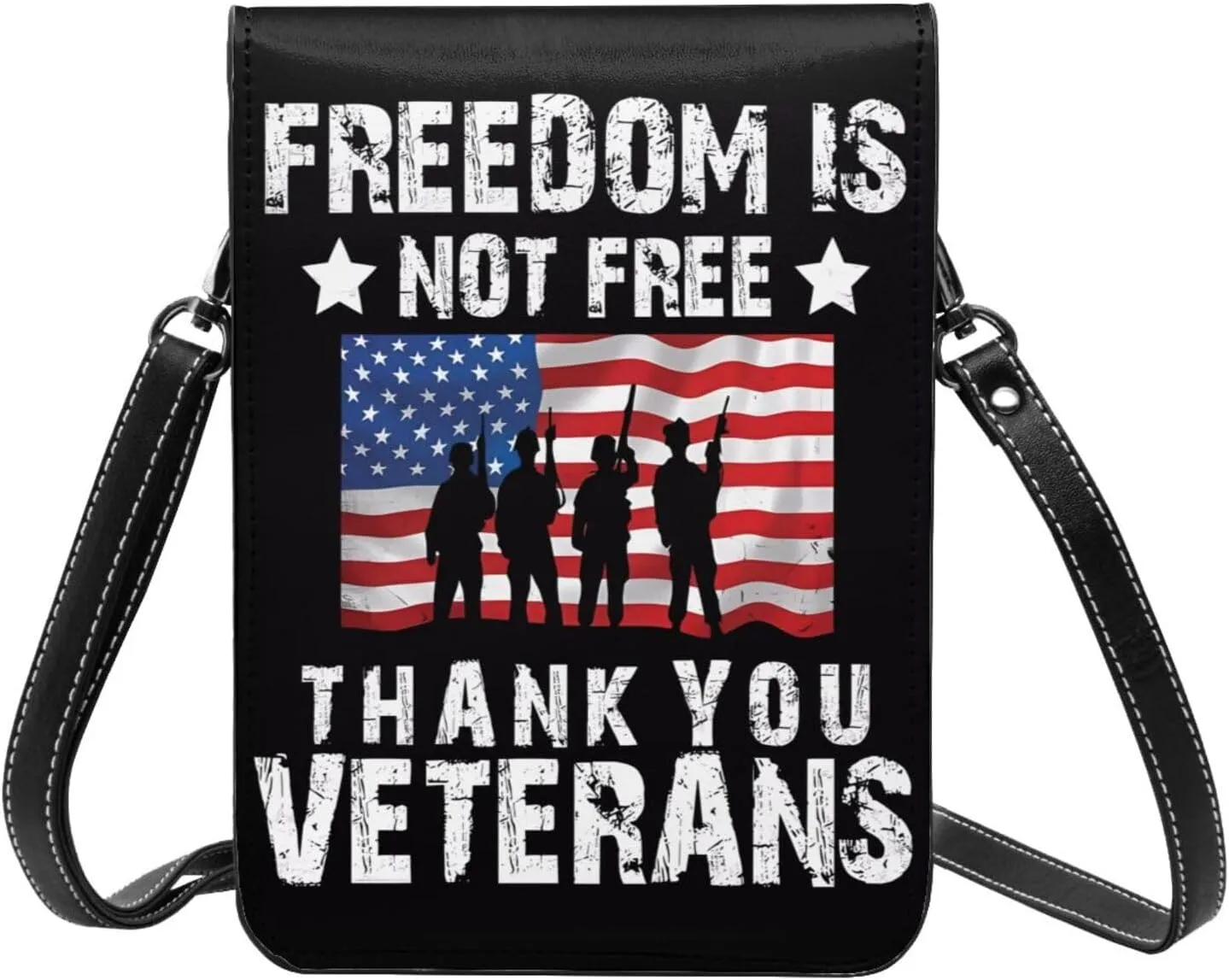 Veterans Day and Eagle USA Flag Cell Phone Purse Small Crossbody Bag For Women Men Wallet Purse With Adjustable Strap