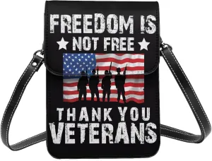 Veterans Day and Eagle USA Flag Cell Phone Purse Small Crossbody Bag For Women Men Wallet Purse With Adjustable Strap
