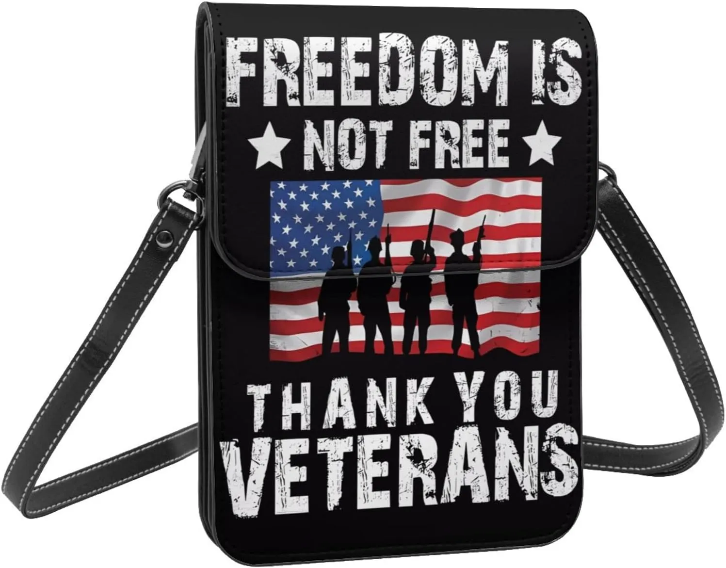 Veterans Day and Eagle USA Flag Cell Phone Purse Small Crossbody Bag For Women Men Wallet Purse With Adjustable Strap