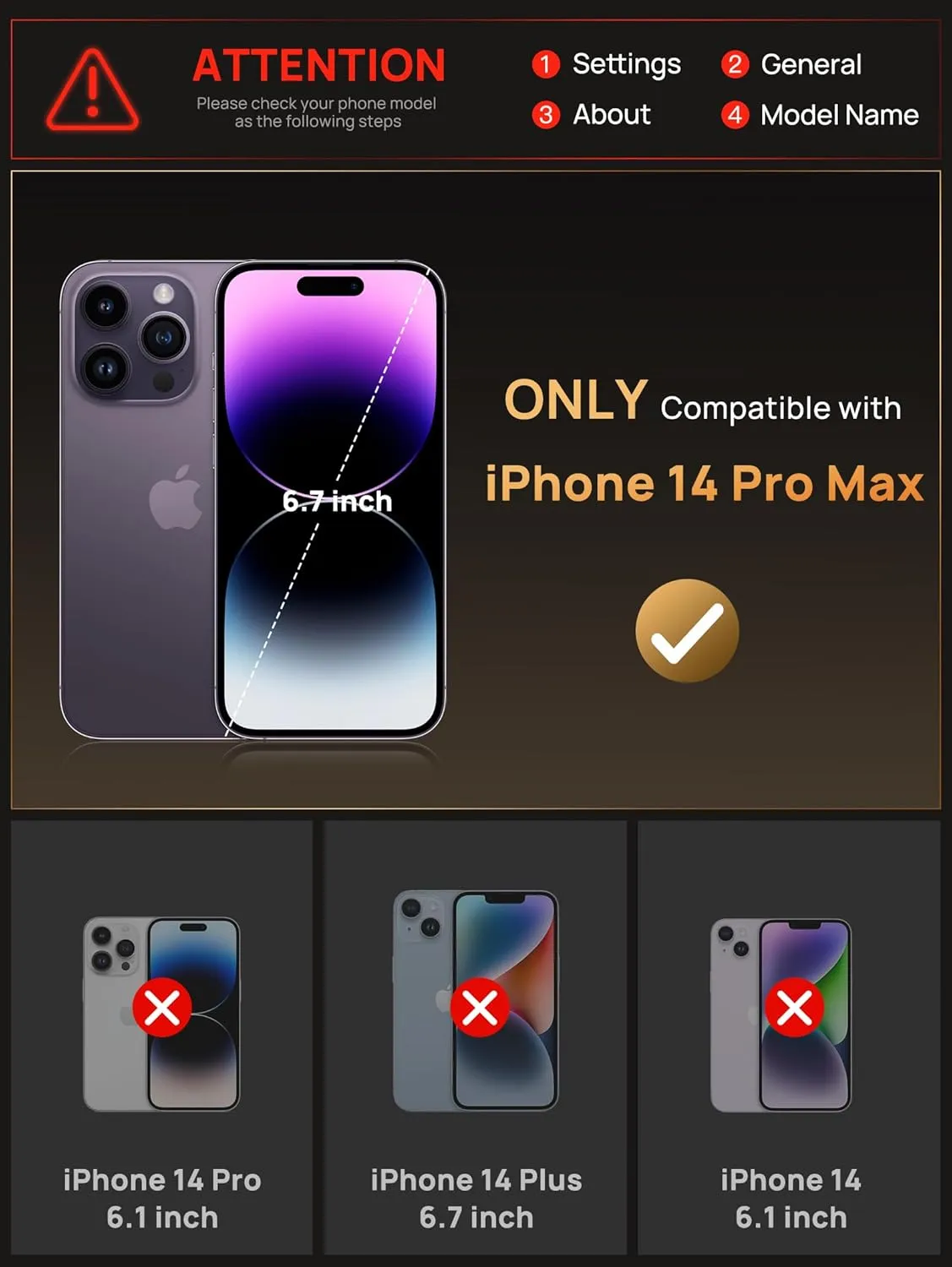 Vihibii for iPhone 14 Pro Max Wallet Case, Built-in Card Holder (4 Cards), [RFID Blocking] & Slide Camera Cover, Military Grade Drop Protection, Rugged Hard Wallet Case, 6.7" 2022, Dark Purple