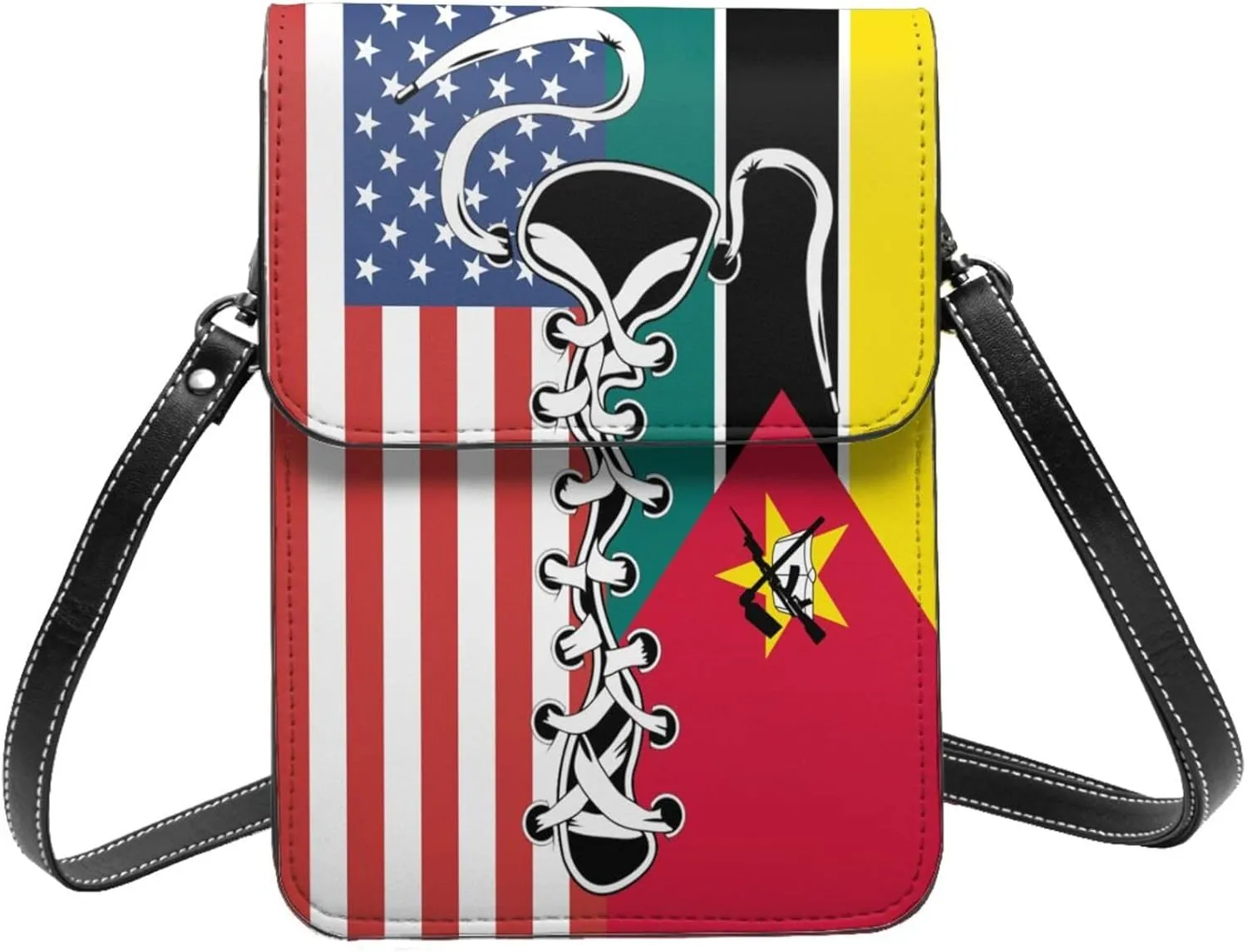 Vintage America Palauan Palau Flag Funny Shoelace Small Crossbody Purse Cell Phone Bag for Women