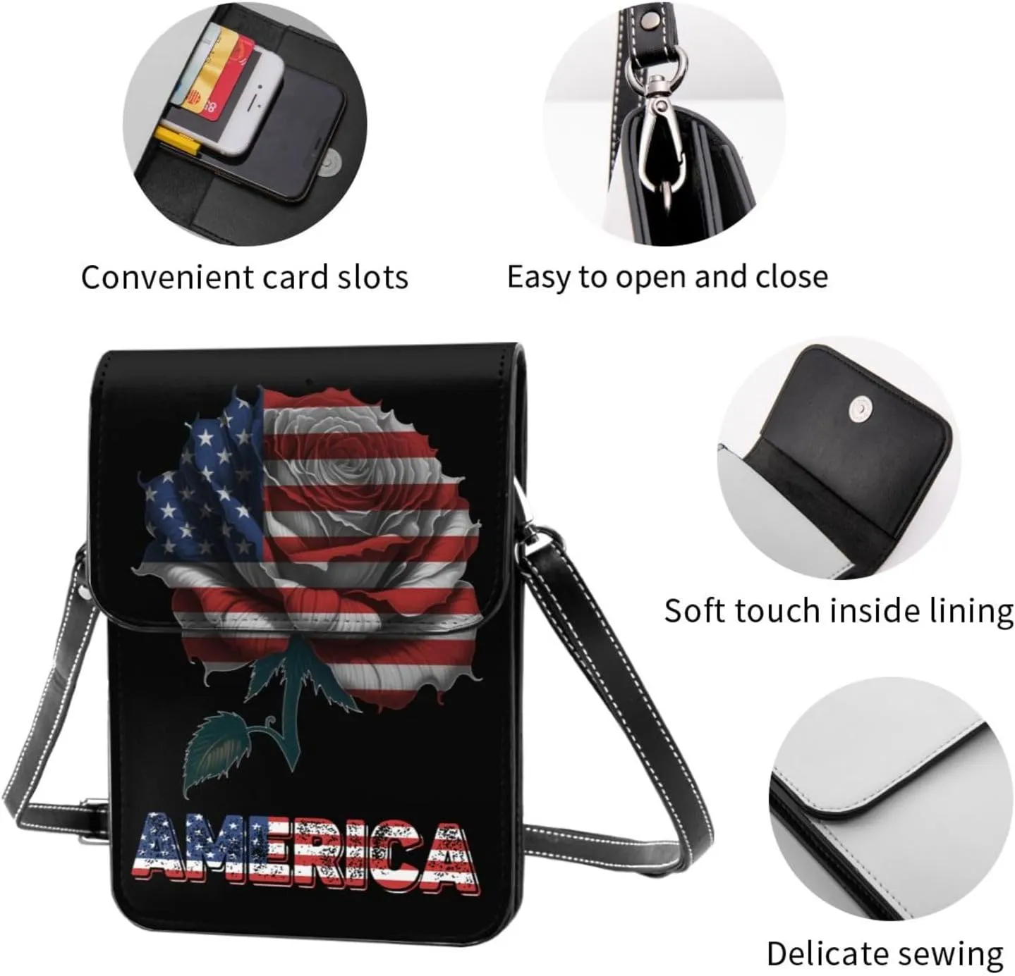 Vintage Argentina Argentinean Flag Rose Flower Small Crossbody Purse Cell Phone Bag for Women