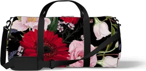 Vintage Boho Pink and Red Floral Sports Bag Tote Bag Waterproof Gym Bag with Shoulder Strap Zipper 2 Side Pockets for Men and Women, Travel and Storage Shoulder Bag.
