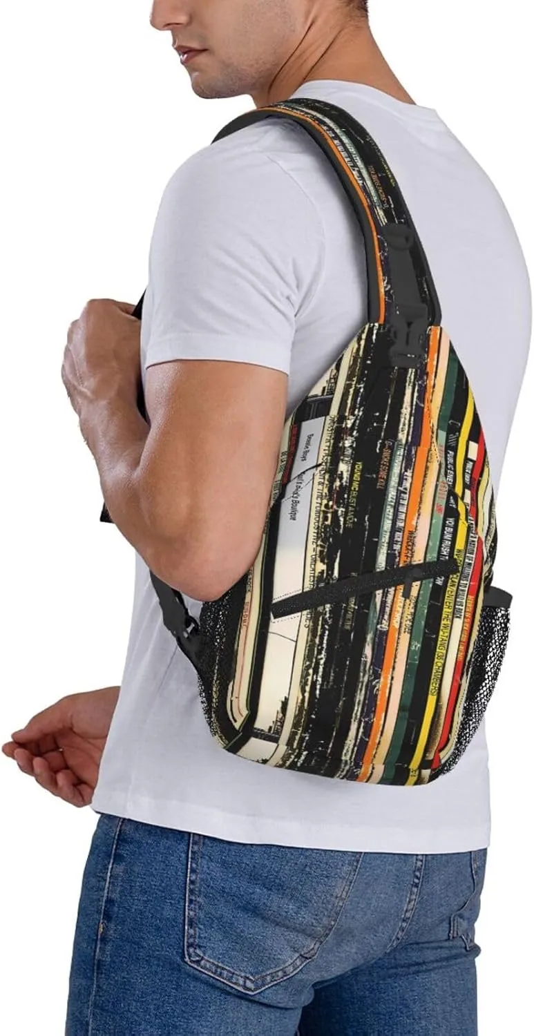 Vintage Books Pattern Chest Sling Bag Crossbody Shoulder Backpack Bag Gym Cycling Travel Hiking Daypack Cross Bag