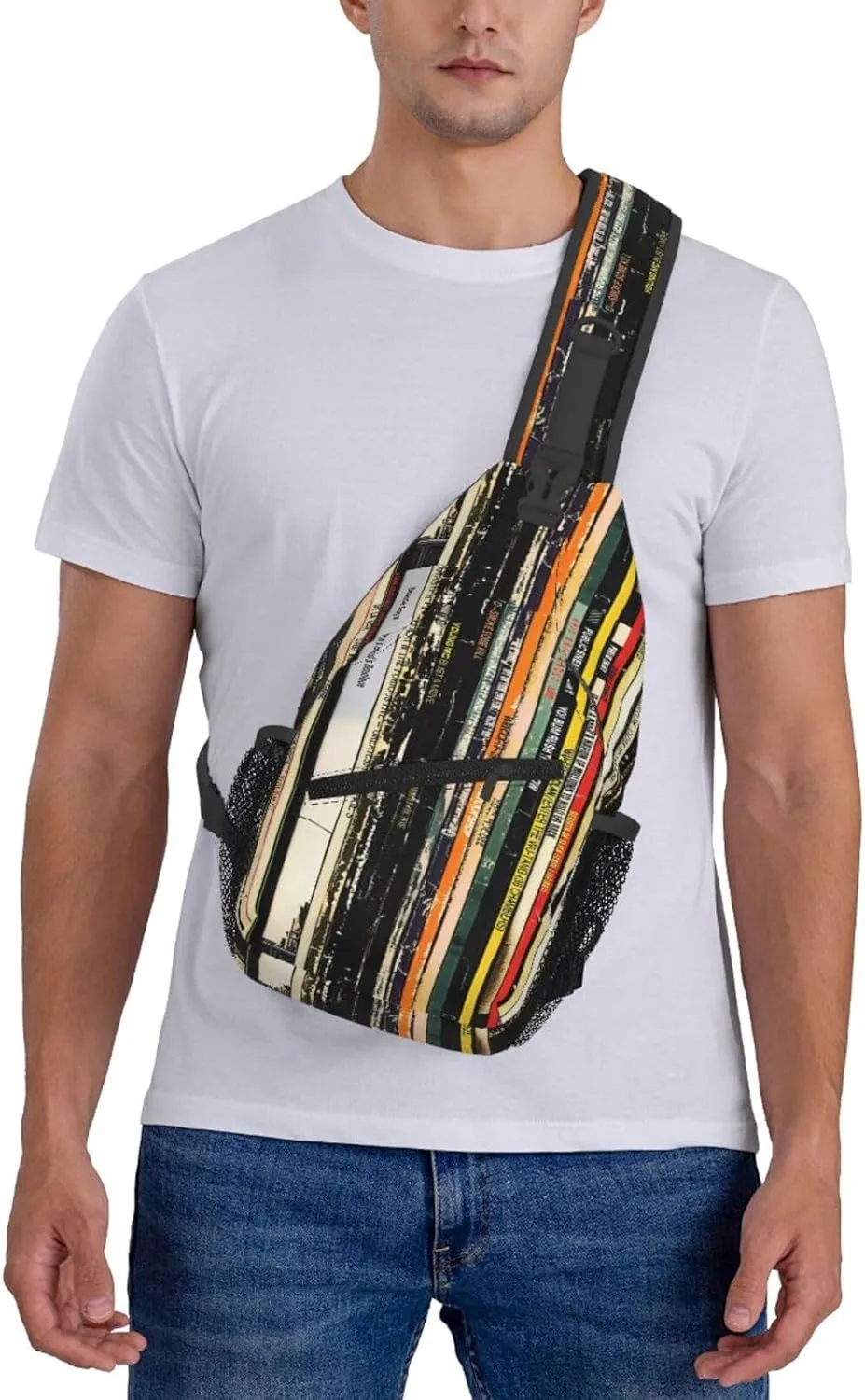 Vintage Books Pattern Chest Sling Bag Crossbody Shoulder Backpack Bag Gym Cycling Travel Hiking Daypack Cross Bag