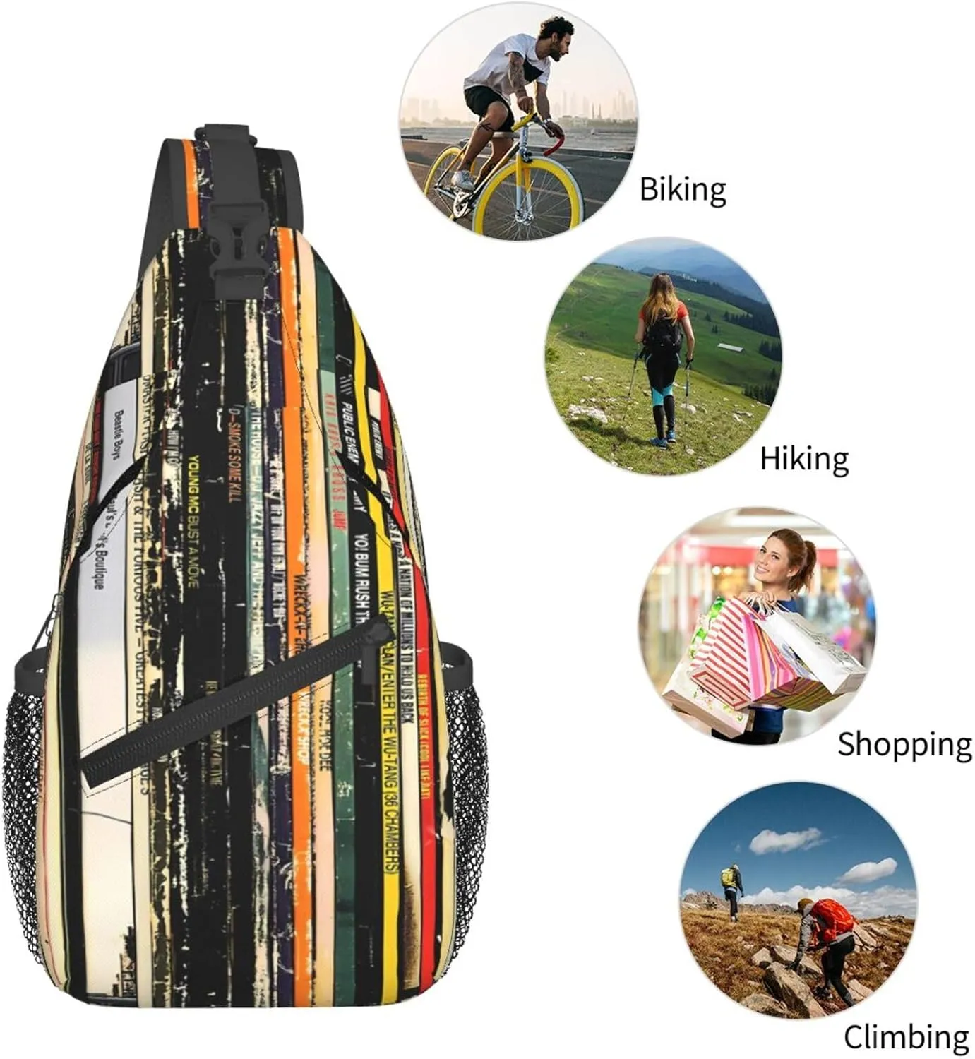 Vintage Books Pattern Chest Sling Bag Crossbody Shoulder Backpack Bag Gym Cycling Travel Hiking Daypack Cross Bag