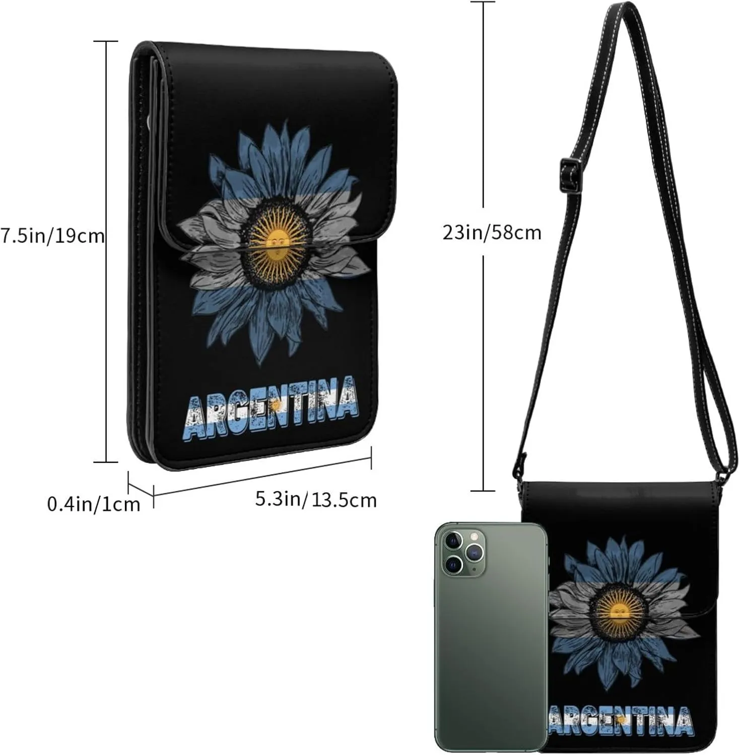Vintage Brazil Brazilian Flag Sunflower Small Crossbody Purse Cell Phone Bag for Women