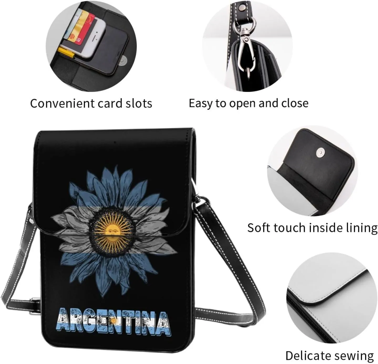 Vintage Brazil Brazilian Flag Sunflower Small Crossbody Purse Cell Phone Bag for Women