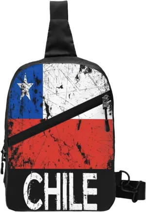 Vintage Chile Chilean Flag Crossbody Bag Portable Sling Bags Foldable Chest Daypack Reusable Sports Shoulder Backpack Diagonally Casual Rucksack Travel Bag