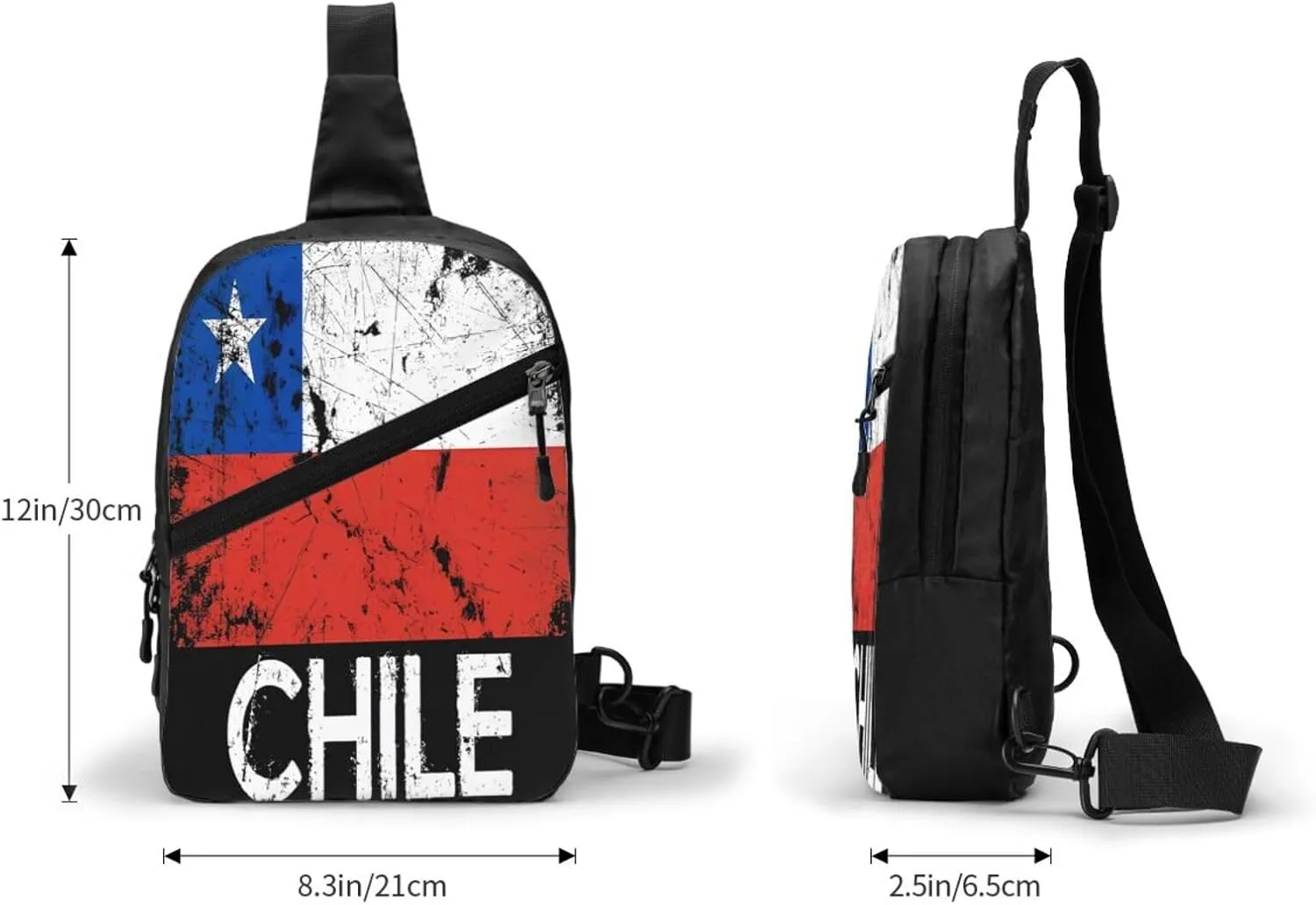 Vintage Chile Chilean Flag Crossbody Bag Portable Sling Bags Foldable Chest Daypack Reusable Sports Shoulder Backpack Diagonally Casual Rucksack Travel Bag
