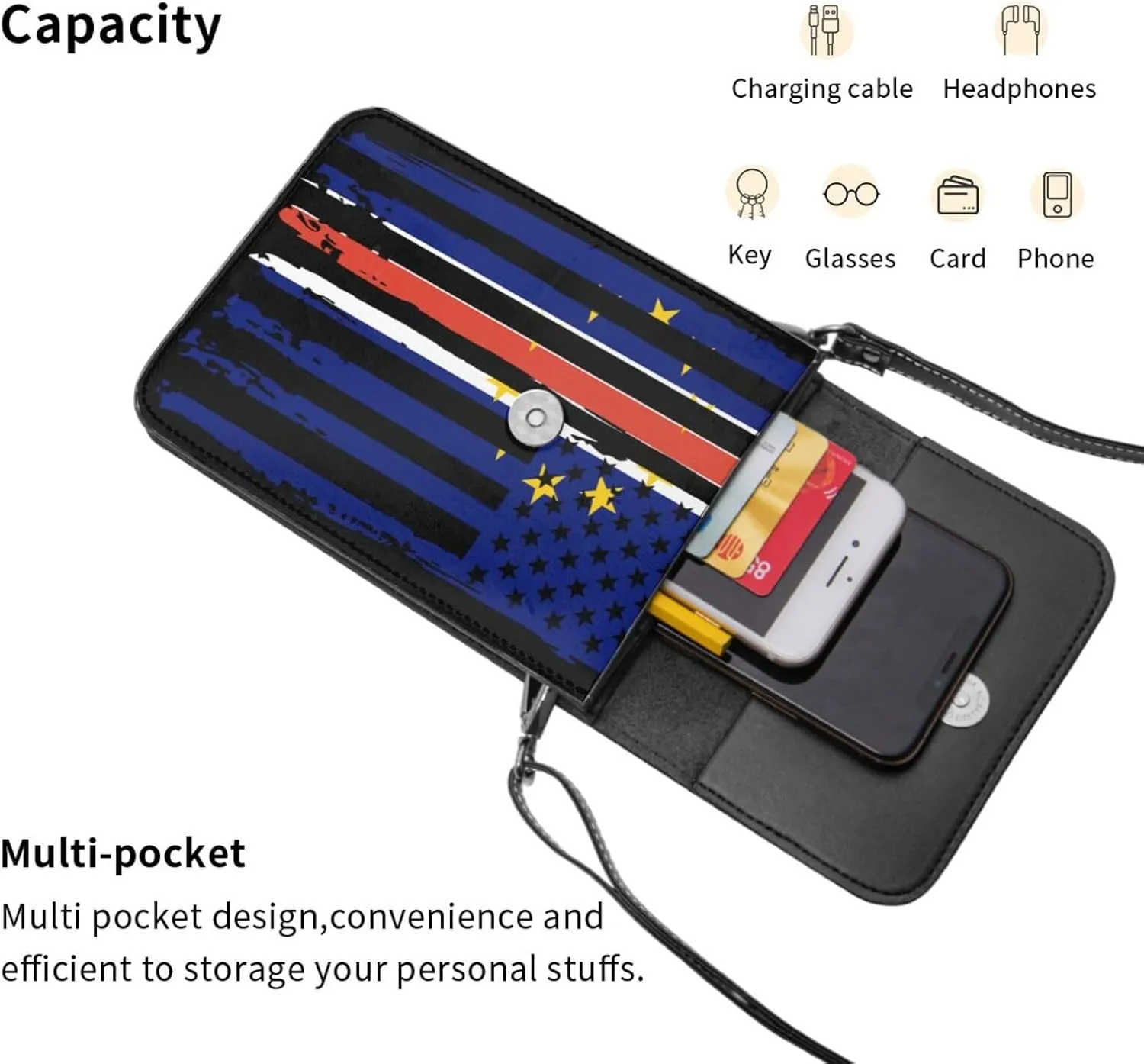 Vintage Chileans Chile America Flag Striped Patterns Small Crossbody Purse Cell Phone Bag for Women