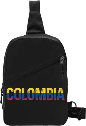 Vintage Colombia Colombian Pride Flag Packable Crossbody Bag Portable Sling Bags Foldable Travel Daypack Reusable Sports Shoulder Backpack Diagonally Chest Bag for Workout