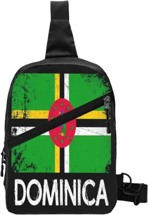 Vintage Dominican Dominica Flag Packable Crossbody Bag Portable Sling Bags Foldable Travel Daypack Reusable Sports Shoulder Backpack Diagonally Chest Bag for Workout