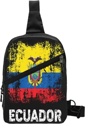 Vintage Ecuador Ecuadorian Flags Packable Crossbody Bag Portable Sling Bags Foldable Travel Daypack Reusable Sports Shoulder Backpack Diagonally Chest Bag for Workout