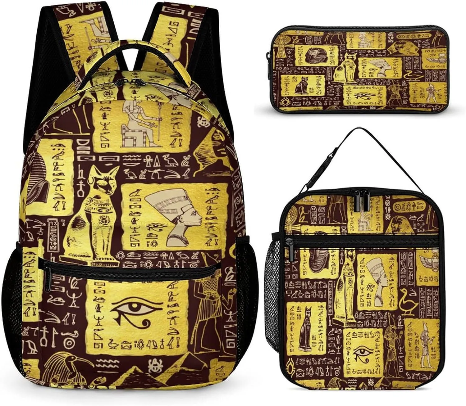 Vintage Egyptian Pharaonic Tribe Bags Set Backpack For Work Hiking Lunch Bag Travel Unisex Bags