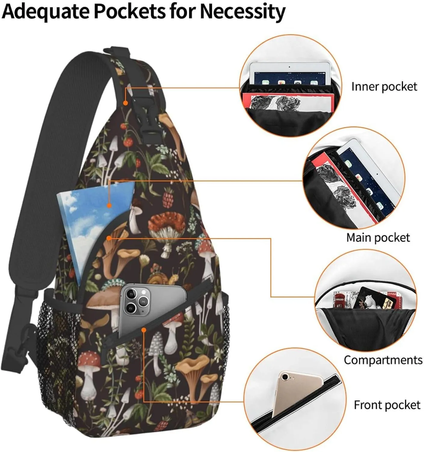 Vintage Elephant Sling Backpack Unisex Crossbody Chest Bag Shoulder Chest Bag For Women Men Hiking Travel