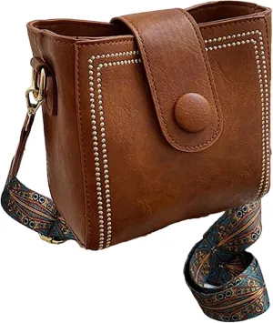 Vintage Fashion Bag with Adjustable Wider Shoulder Strap, Vintage Retro Small Water Bucket Bag, Crossbody Bags