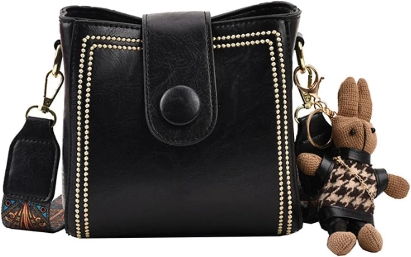Vintage Fashion Bag with Adjustable Wider Shoulder Strap,Vintage Fashion Crossbody Bag,Vintage Retro Small Water Bucket Bag