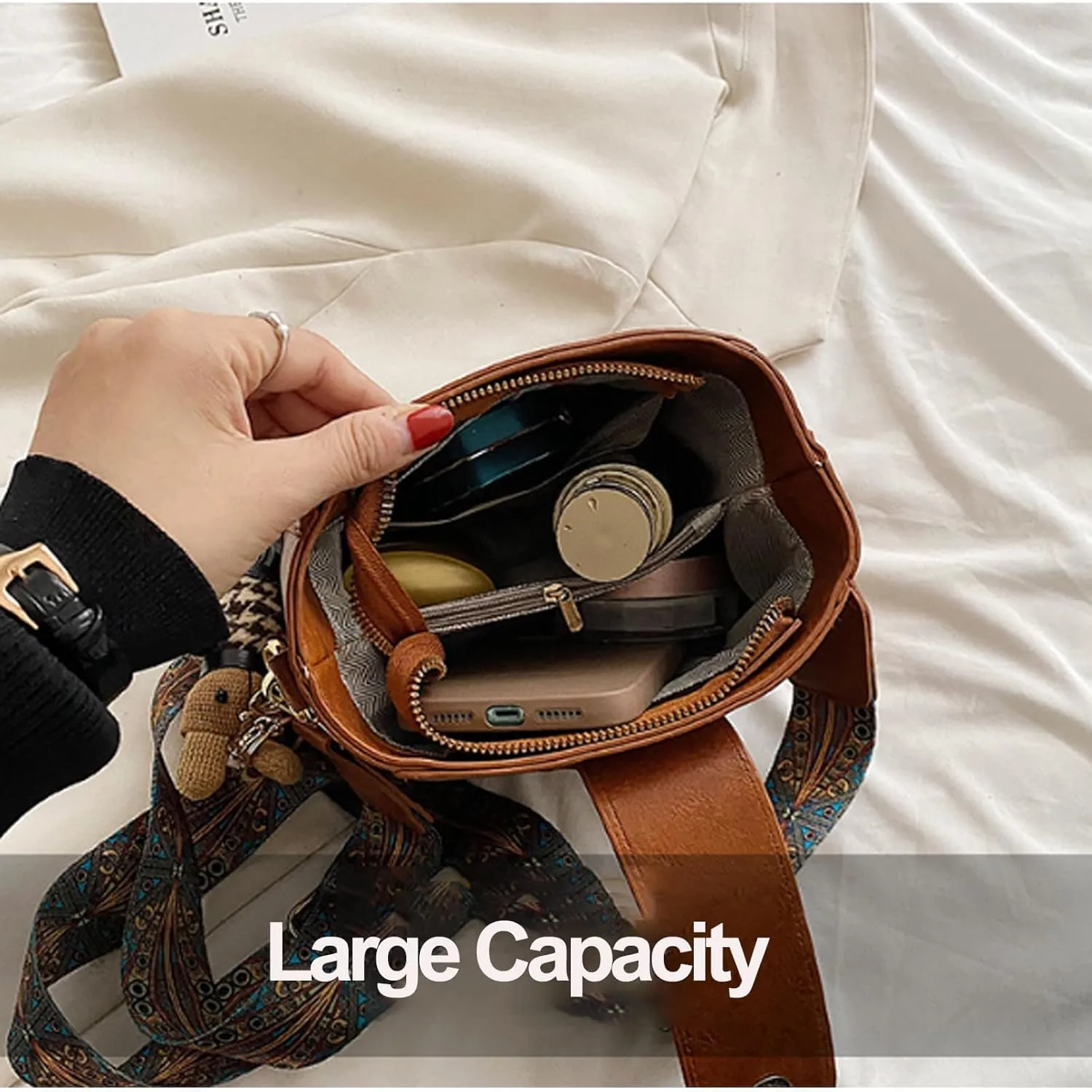 Vintage Fashion Bag with Adjustable Wider Shoulder Strap,Vintage Fashion Crossbody Bag,Vintage Retro Small Water Bucket Bag