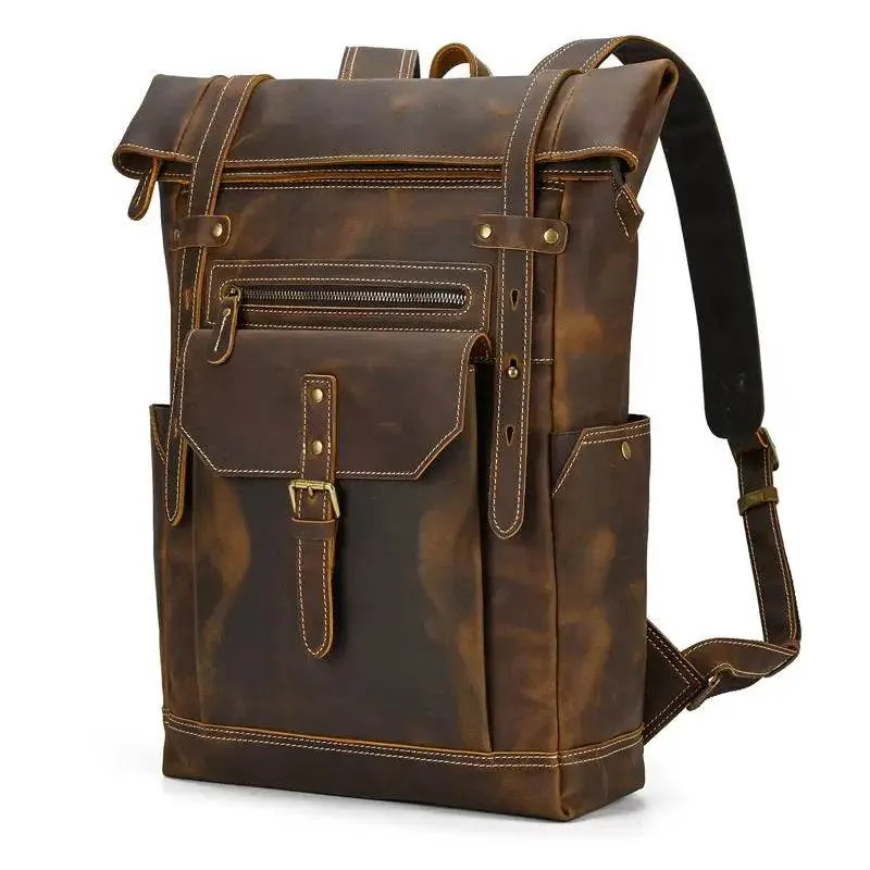 Vintage Fashion Leather Men’s Travel Backpack Luxury Daypack