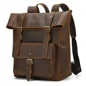 Vintage Fashion Leather Men’s Travel Backpack Luxury Daypack