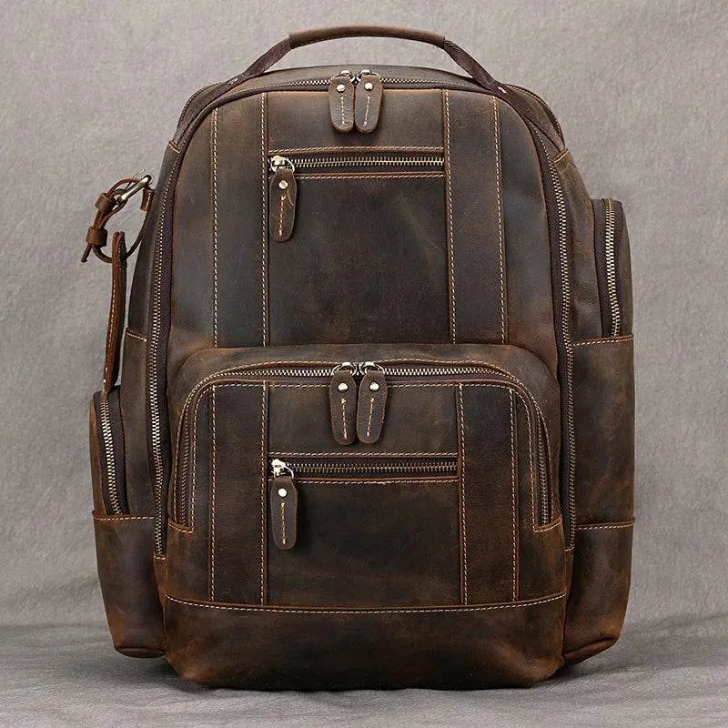 Vintage Fashion Leather Men’s Travel Backpack Luxury Daypack