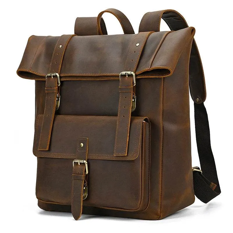 Vintage Fashion Leather Men’s Travel Backpack Luxury Daypack