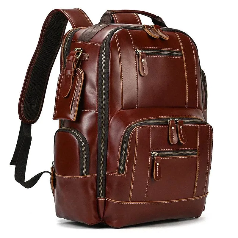 Vintage Fashion Leather Men’s Travel Backpack Luxury Daypack
