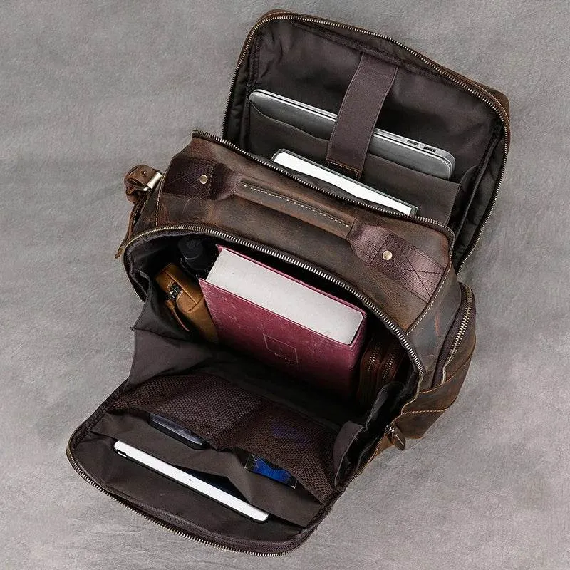 Vintage Fashion Leather Men’s Travel Backpack Luxury Daypack