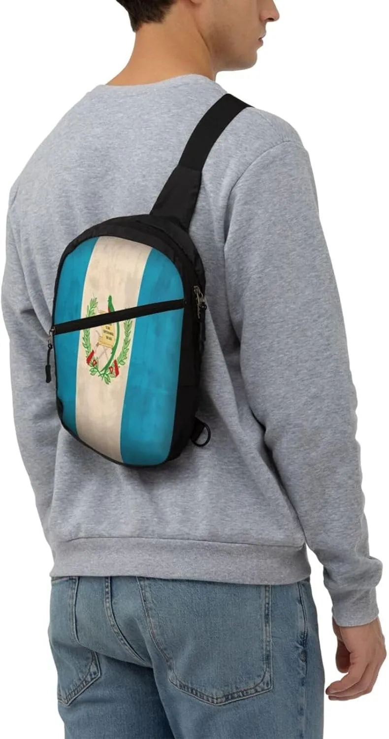 Vintage Guatemala Guatemalan Flag Crossbody Bag Portable Sling Bags Foldable Chest Daypack Reusable Sports Shoulder Backpack Diagonally Casual Rucksack Travel Bag
