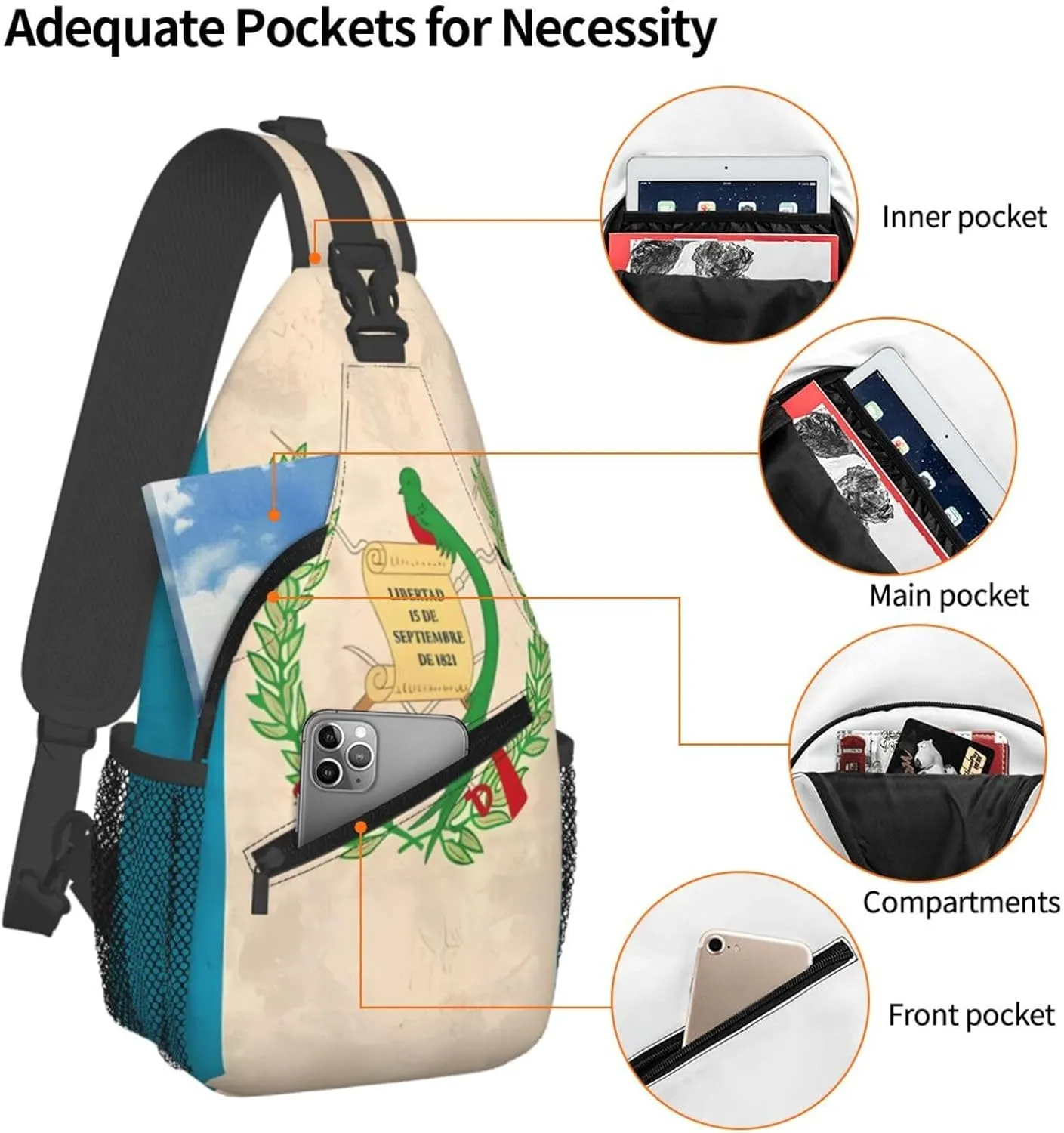 Vintage Half South African American Flag Sling Bag Adjustable Chest Bags Crossbody Bag Travel Shoulder Backpack
