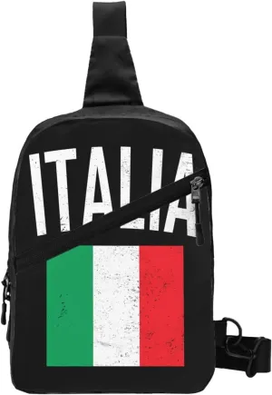 Vintage Italy Italia Italian Flags Crossbody Bag Portable Sling Bags Foldable Chest Daypack Reusable Sports Shoulder Backpack Diagonally Casual Rucksack Travel Bag