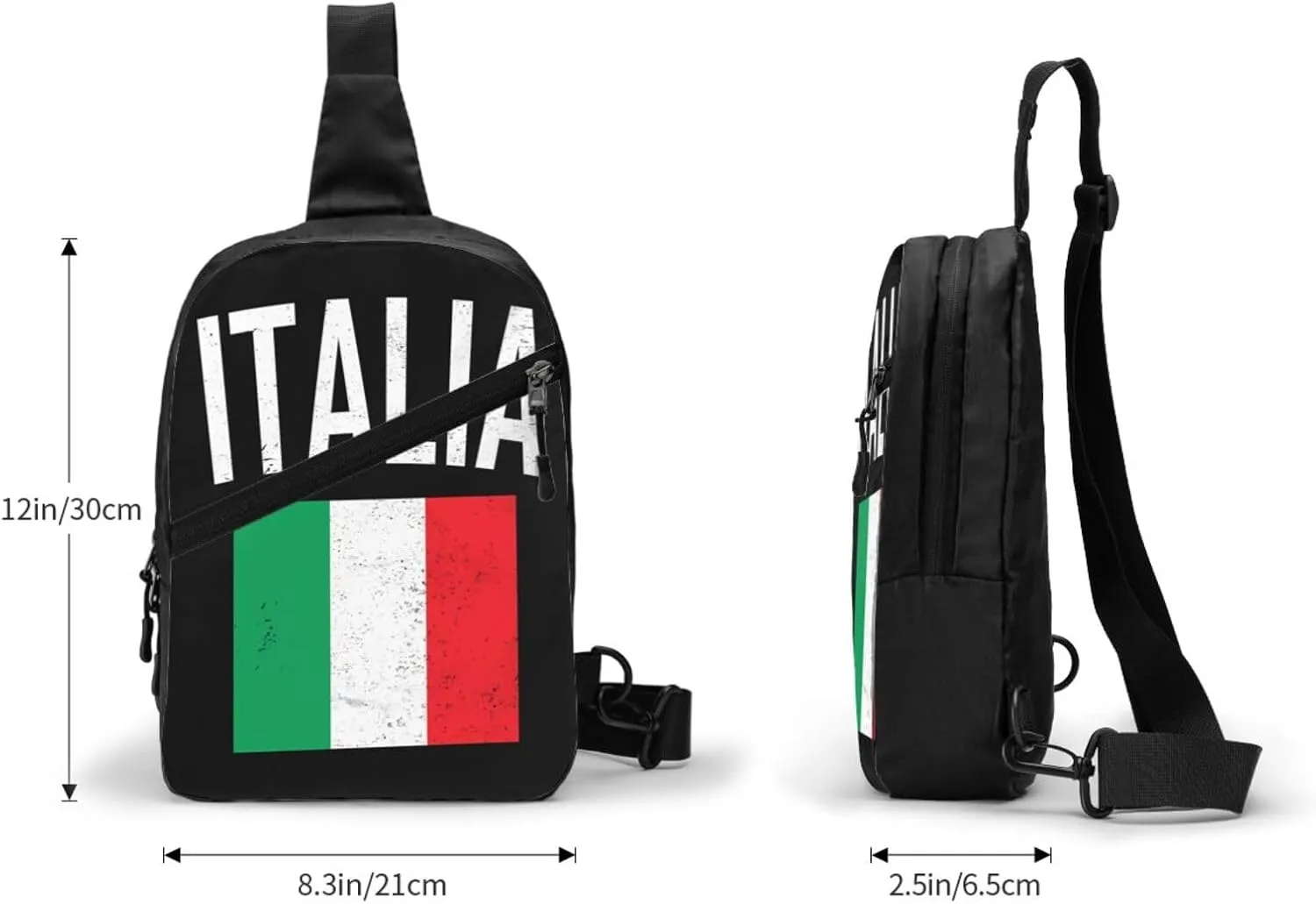 Vintage Italy Italia Italian Flags Crossbody Bag Portable Sling Bags Foldable Chest Daypack Reusable Sports Shoulder Backpack Diagonally Casual Rucksack Travel Bag