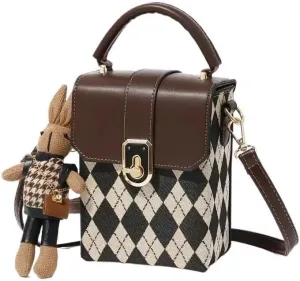 Vintage Lattice Shoulder Crossbody Bag, Premium Feeling Niche Design Women's Bags, Shoulder Bags (Brown)