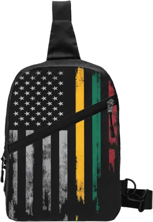 Vintage Lithuanian American Flag Packable Crossbody Bag Portable Sling Bags Foldable Travel Daypack Reusable Sports Shoulder Backpack Diagonally Chest Bag for Workout