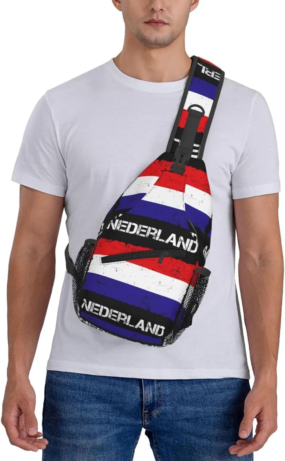 Vintage Netherlands Holland Flag Crossbody Bag Cross Chest Bag Adjustable Sling Backpack Sports Gym Shoulder Bags Travel Cycling Daypack Diagonally Casual Rucksack