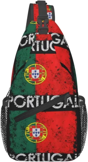 Vintage Portuguese Portugal Flag Sling Bag Adjustable Chest Bags Casual Crossbody Bag Travel Shoulder Backpack