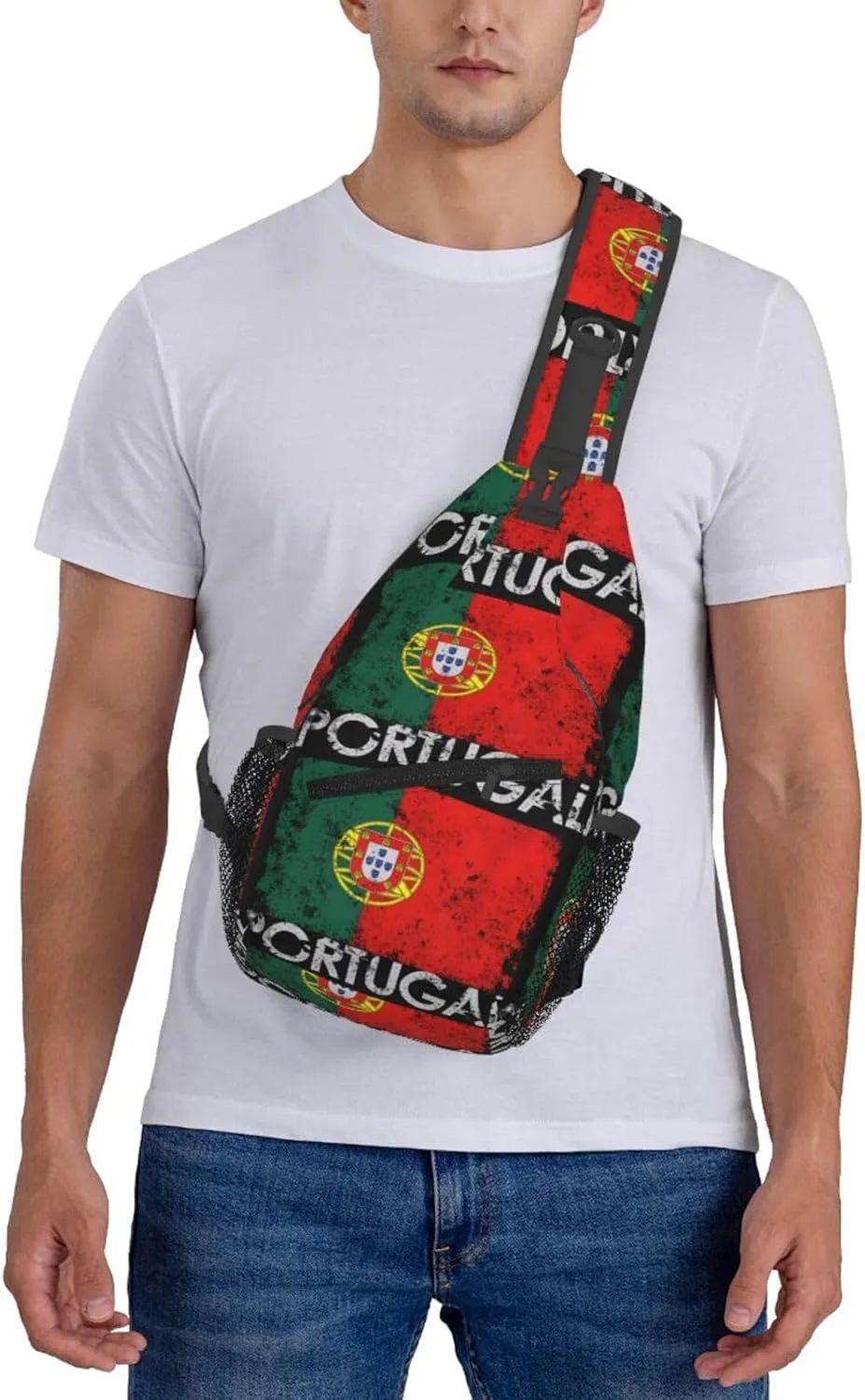 Vintage Portuguese Portugal Flag Sling Bag Adjustable Chest Bags Casual Crossbody Bag Travel Shoulder Backpack
