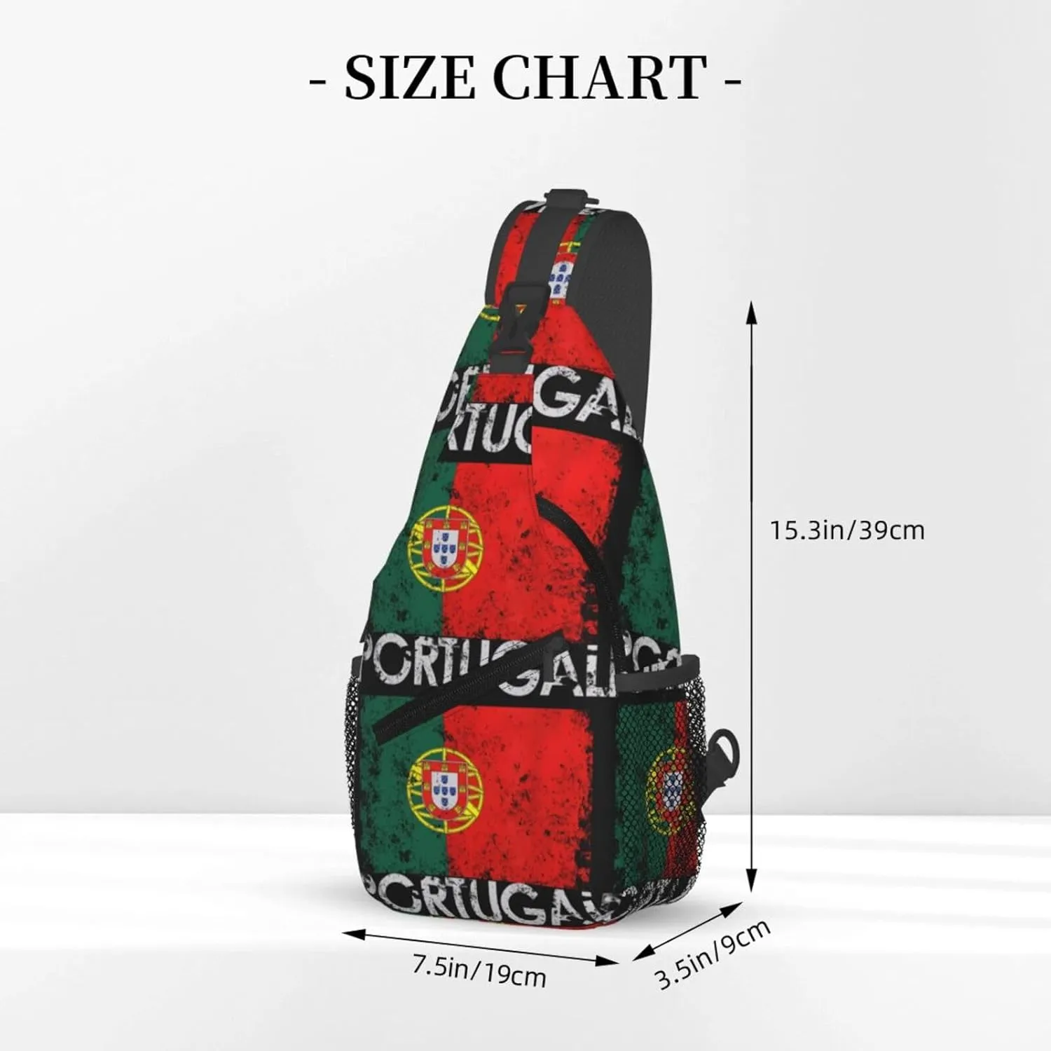 Vintage Portuguese Portugal Flag Sling Bag Adjustable Chest Bags Casual Crossbody Bag Travel Shoulder Backpack
