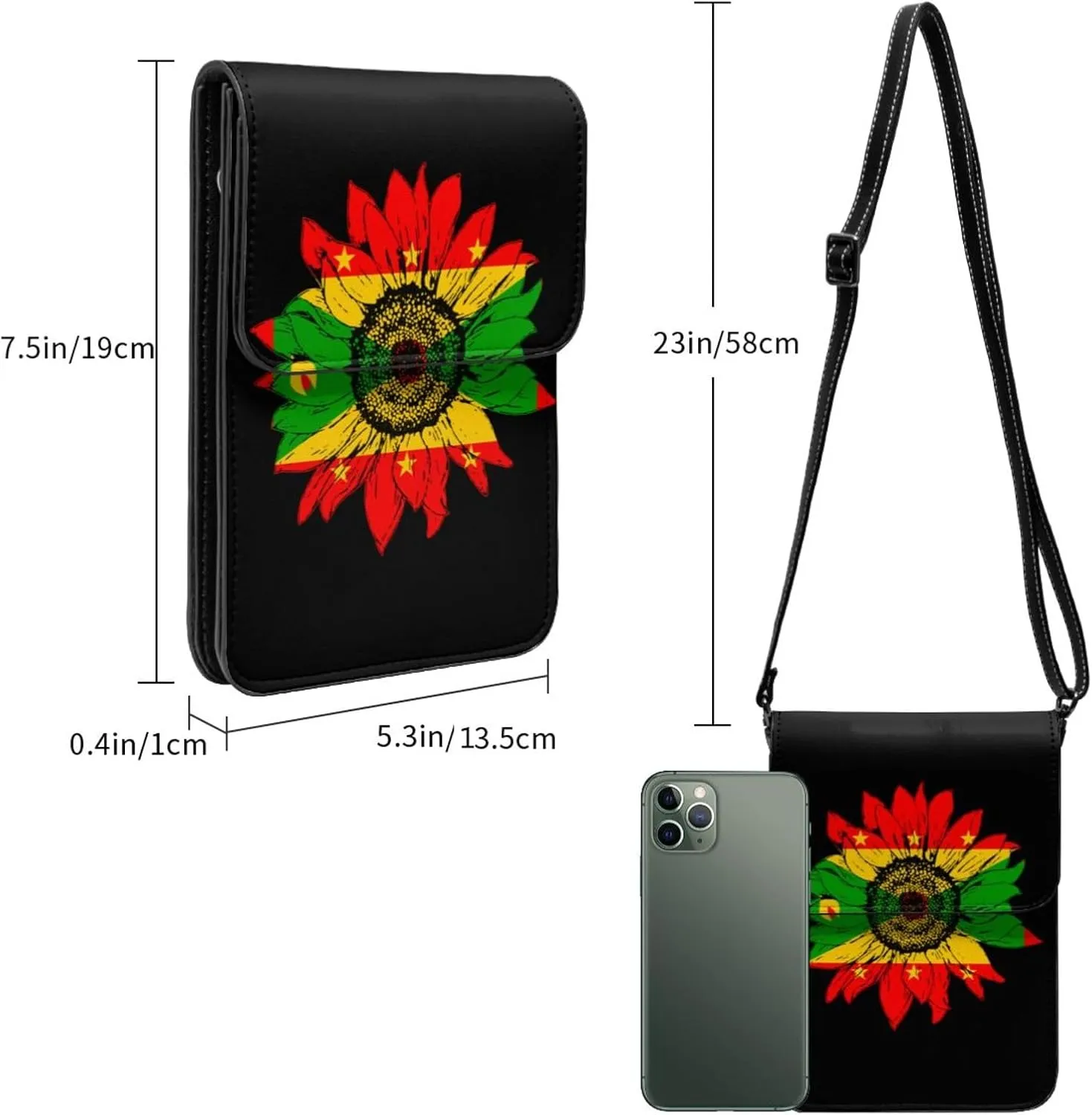 Vintage Sunflower Liberia Liberian Flag Small Crossbody Purse Cell Phone Bag for Women