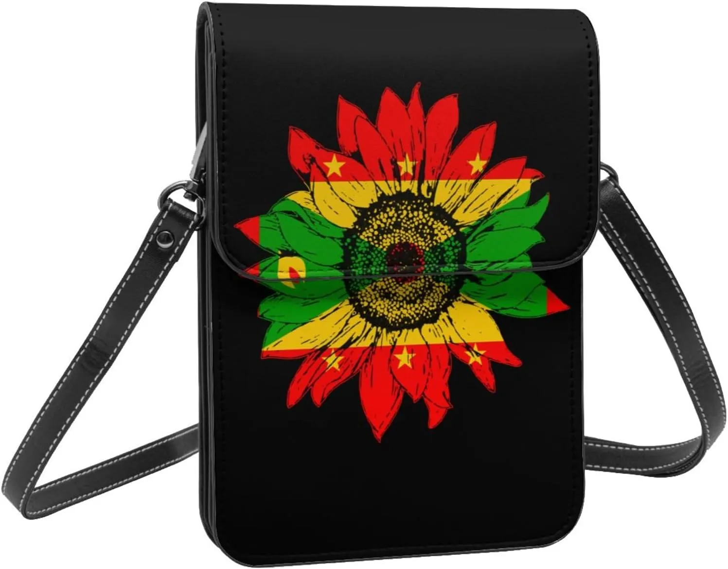 Vintage Sunflower Liberia Liberian Flag Small Crossbody Purse Cell Phone Bag for Women