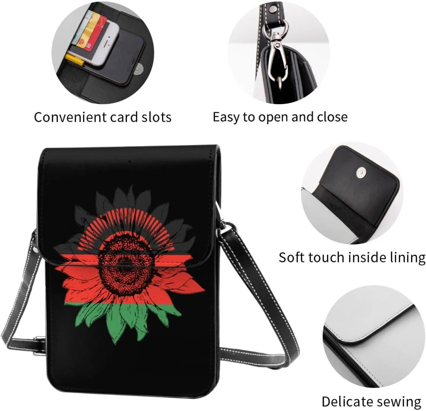 Vintage Sunflower Nepal Nepalese Flag Small Crossbody Purse Cell Phone Bag for Women