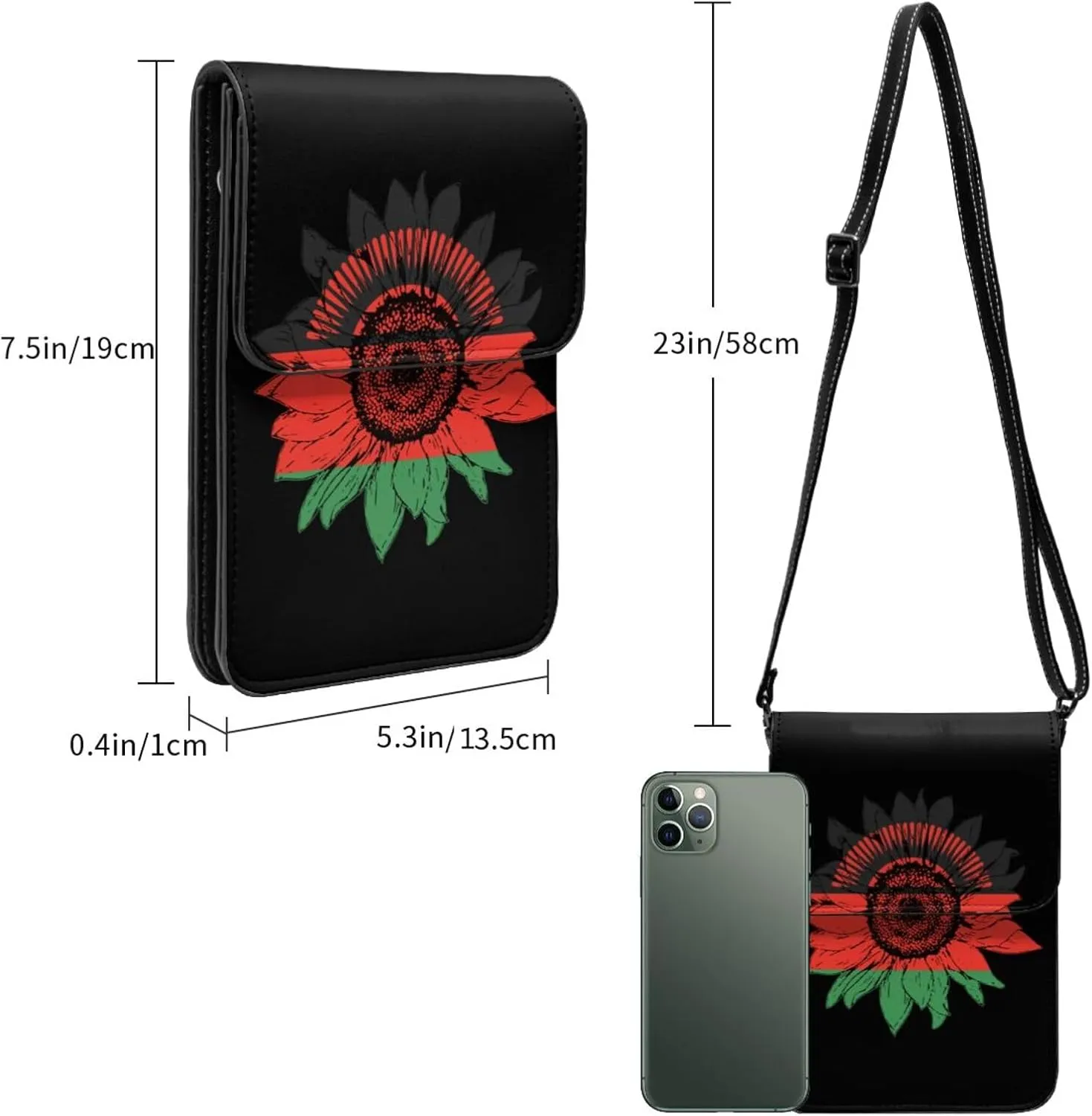 Vintage Sunflower Nepal Nepalese Flag Small Crossbody Purse Cell Phone Bag for Women